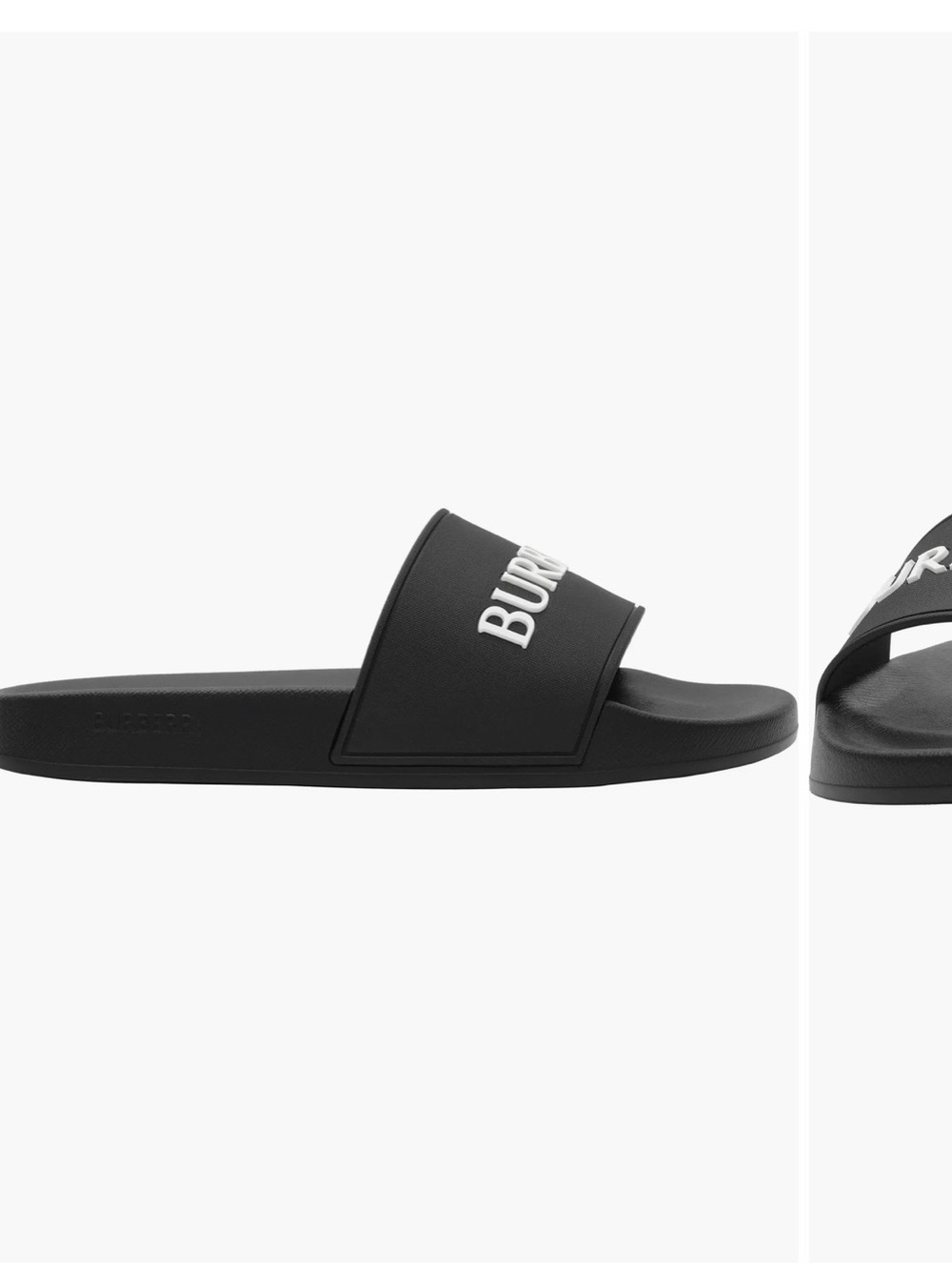 Burberry Black Slide Sandals with White Logo